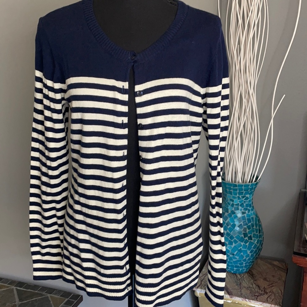 Gap Cardigan in Navy & White Stripe